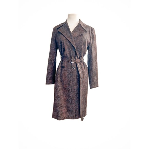 Vintage Classiques Entier Brown Leopard Trench Coat | Size Small - Picture 5 of 5